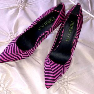 Paper Fox NWOT heels zebra hot pink and black